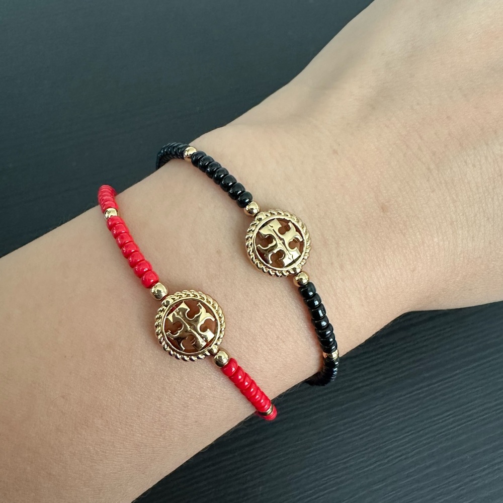 NWT Tory Burch Rope Logo Slider Bracelet Couple Bracelet 142015 Red And Black